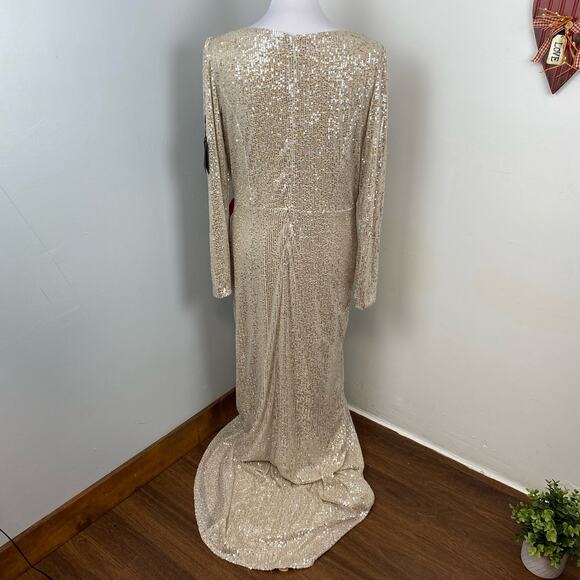 Mac Duggal Silver Sequin Wrap Evening Gown Size 10 $398 26395 - Picture 10 of 15